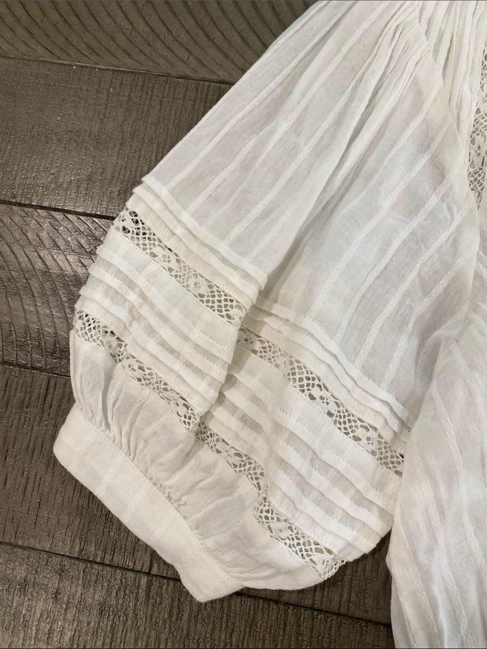 Z Supply White Lace-Trim Button Front Peasant Blouse - Picture 3 of 5